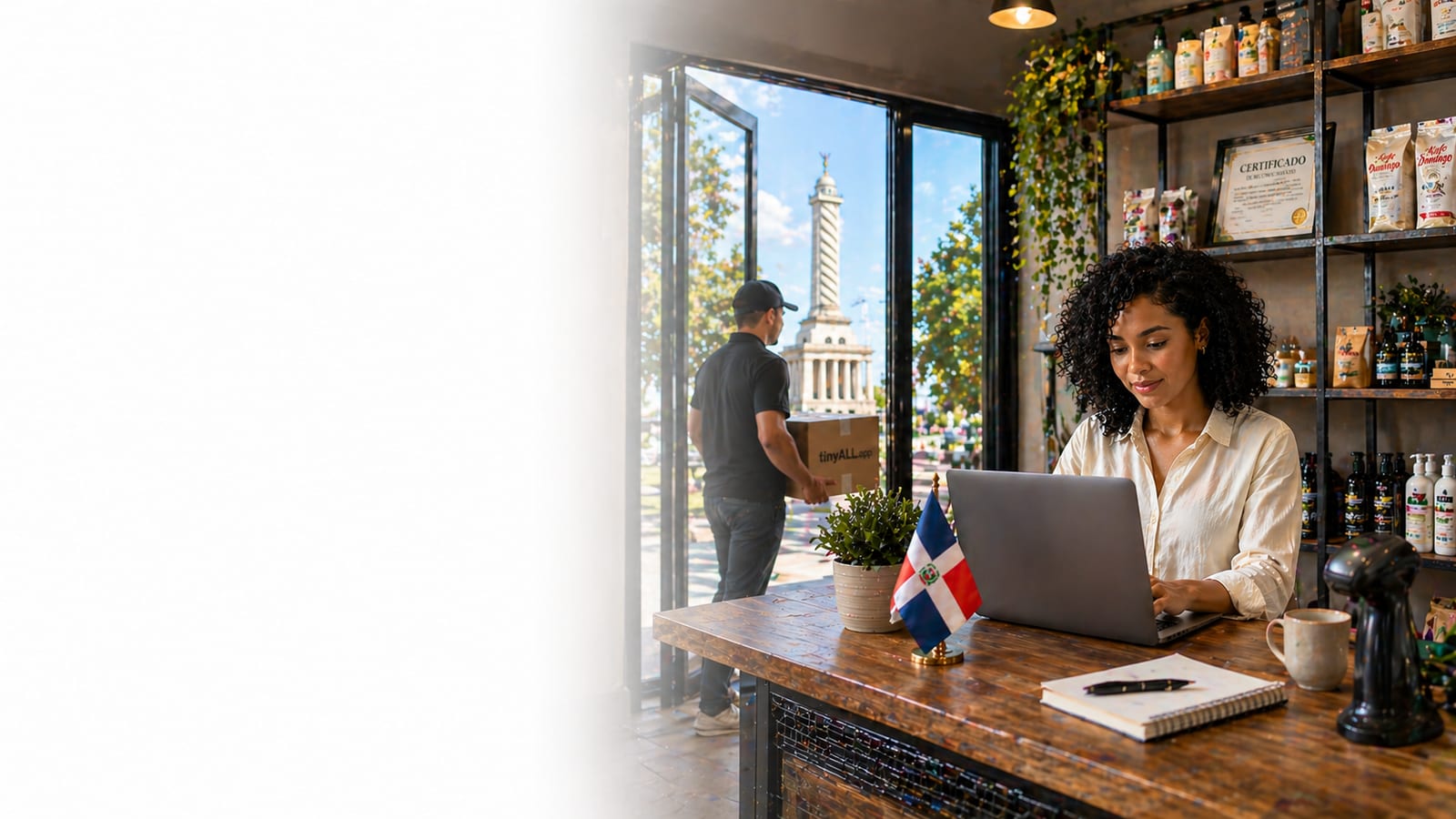 TinyAll Dominican business owner managing online orders