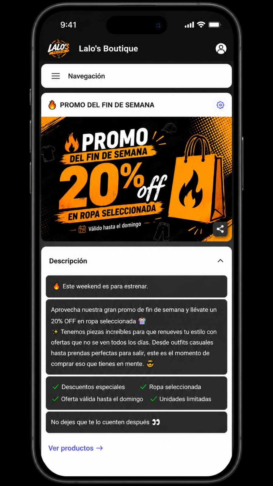 Flash promotion published on a TinyAll Hub