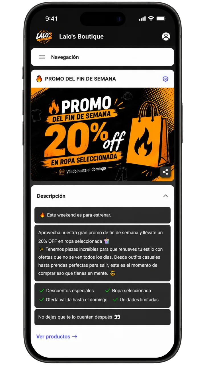 Flash promotion published on a TinyAll Hub