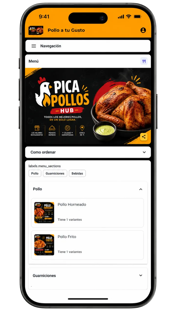 Digital menu and structured restaurant orders in TinyAll